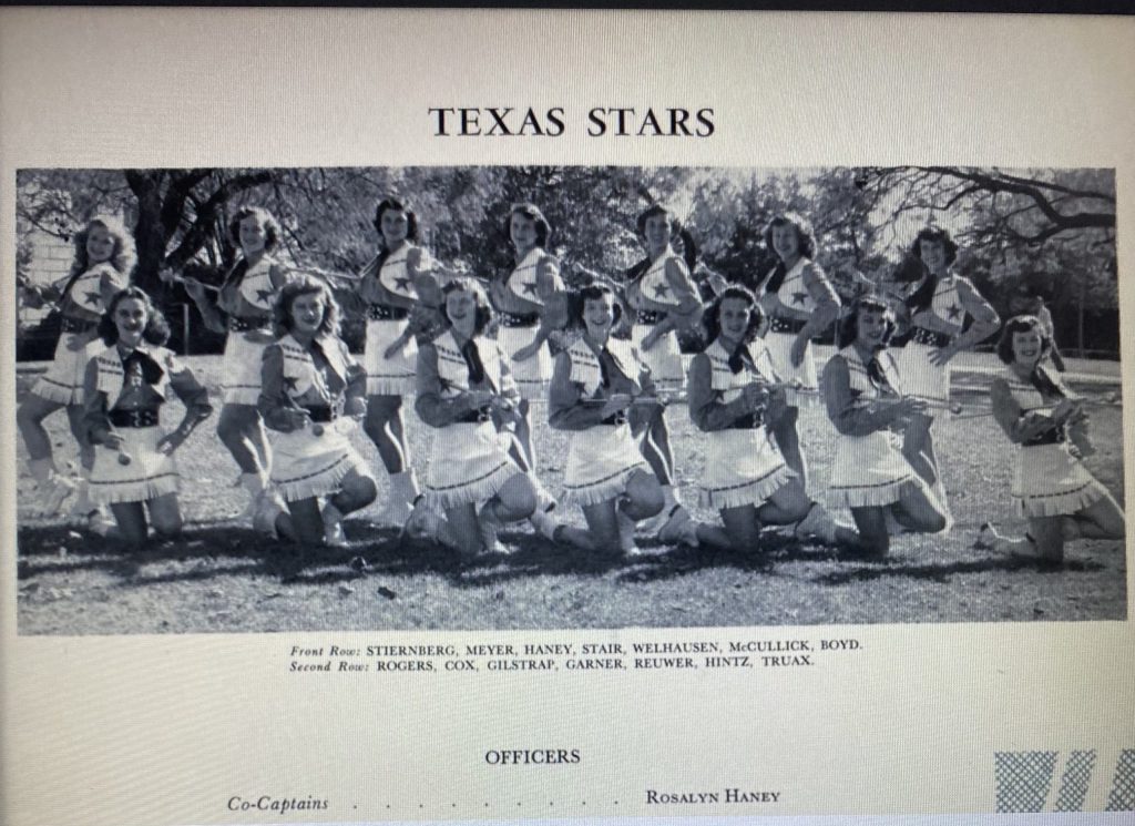 The Texas Stars precision twirling team posed together in the early 1950s